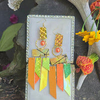 Britney - Orange Multicolored Fringe Earrings