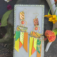 Britney - Orange Multicolored Fringe Earrings