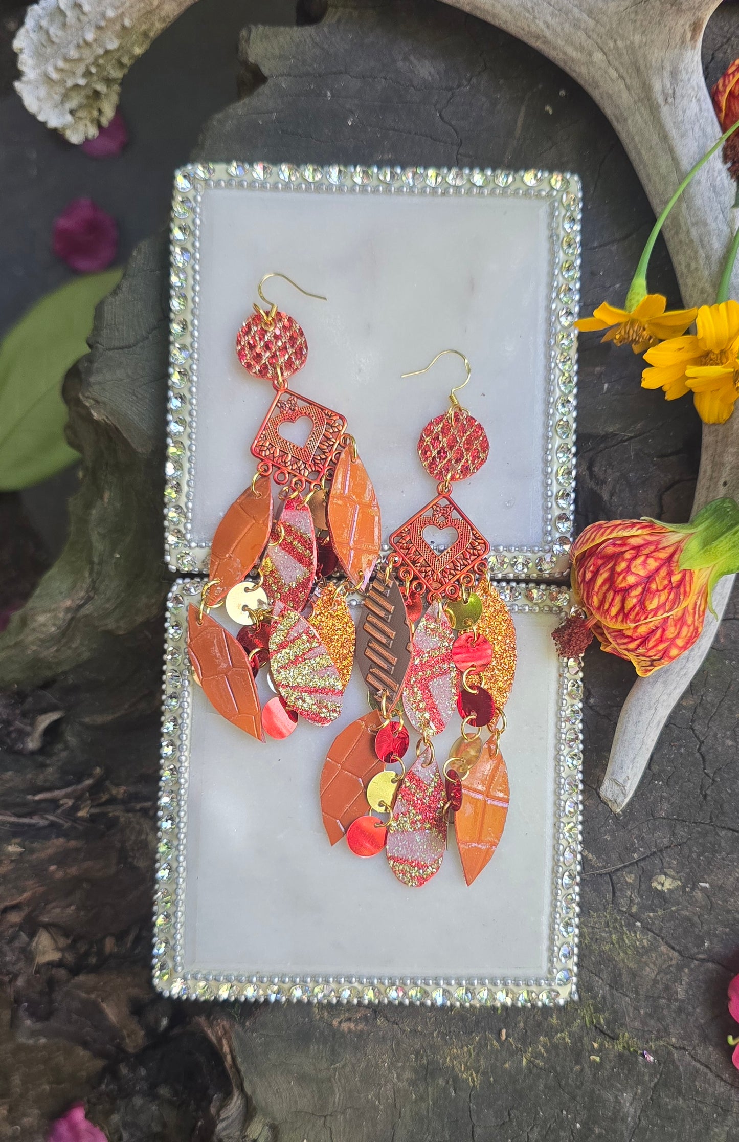 Brianna - Red Orange Lightweight Damgle Earrings