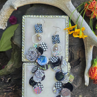 Krista - Black Polka-dot Round Earrings