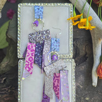 Jonsey - Purple Glittery Fringe Earrings