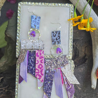 Jonsey - Purple Glittery Fringe Earrings