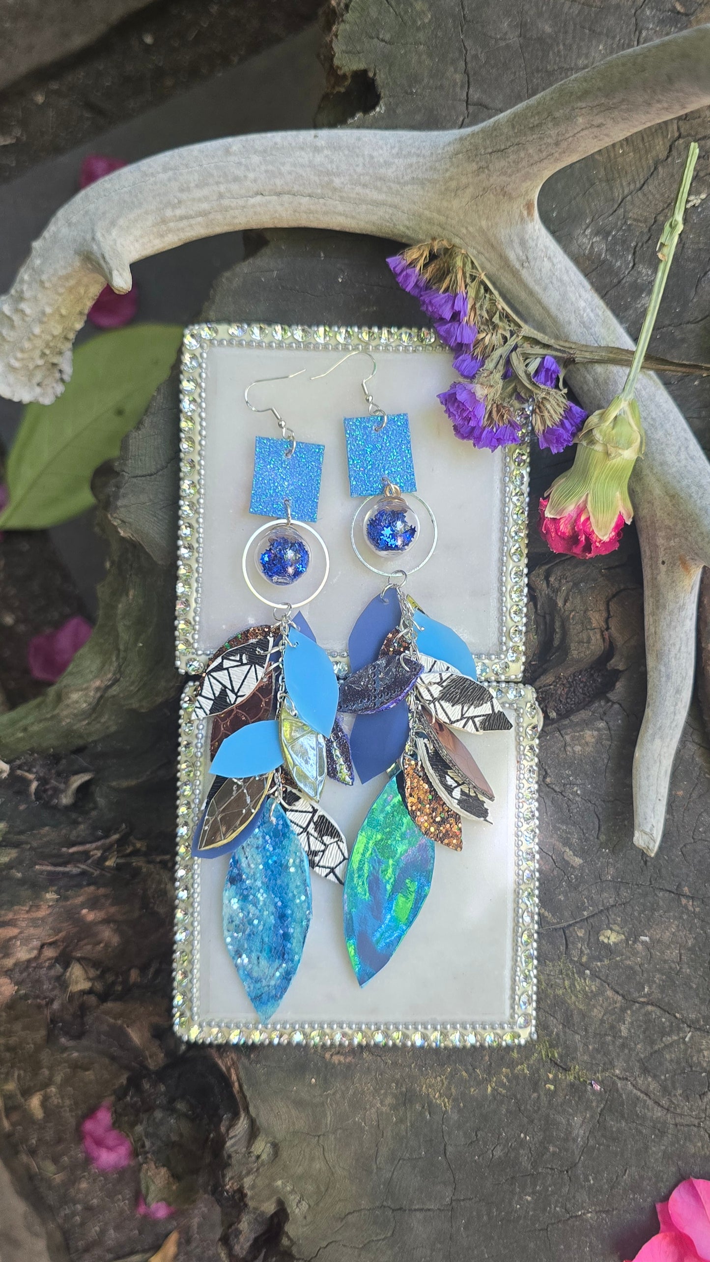 Pamela - Blue Long Teardrop Chandelier Earrings