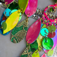 Bright multicolored layered earrings named Kathy from Shop Moxxc, featuring vibrant, overlapping designs perfect for statement jewelry.