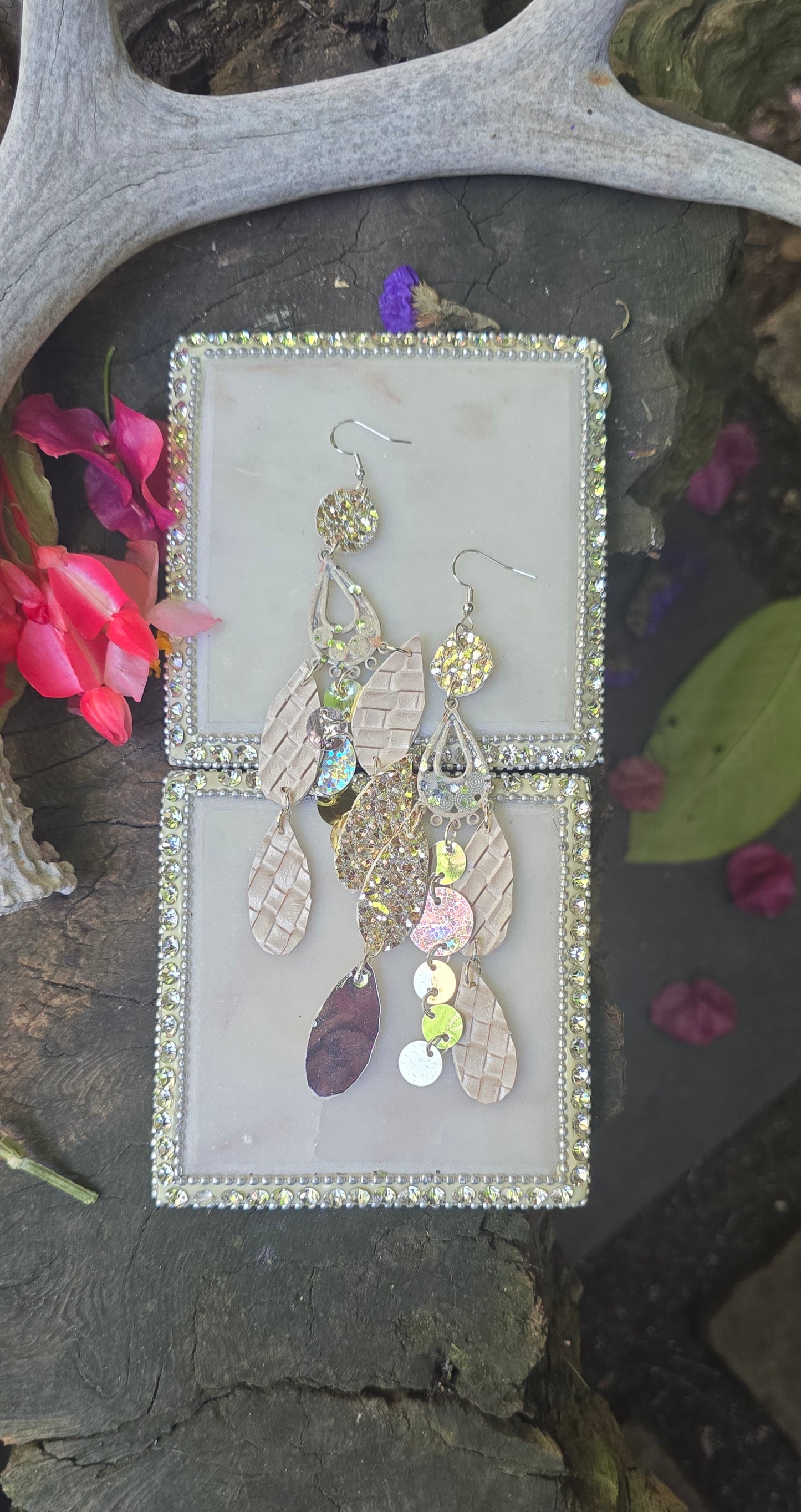 Annie - White Layered Statement Earrings