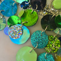 Sally - Blue Green Round Dangle Earrings