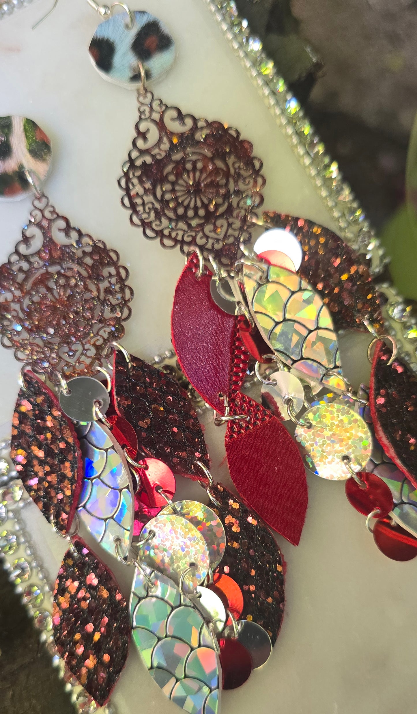 Andrea - Burgundy Layered Statement Earrings