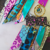 Stella - Multicolored Hot Pink Fringe Earrings