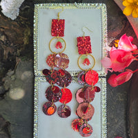 Karina - Red Long Round Dangle Earrings