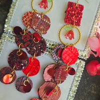 Karina - Red Long Round Dangle Earrings
