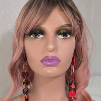 Karina - Red Long Round Dangle Earrings