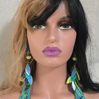 Sidney - Blue Yellow Teardrop Chandelier Earrings