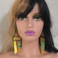 Britney - Orange Multicolored Fringe Earrings
