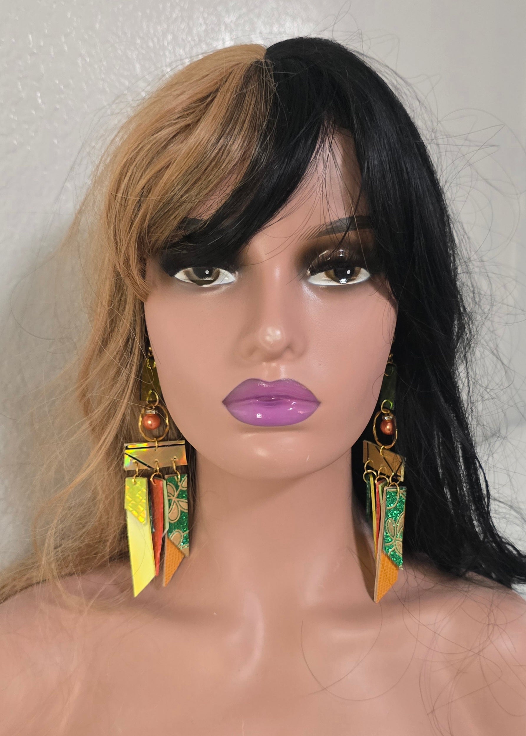 Britney - Orange Multicolored Fringe Earrings