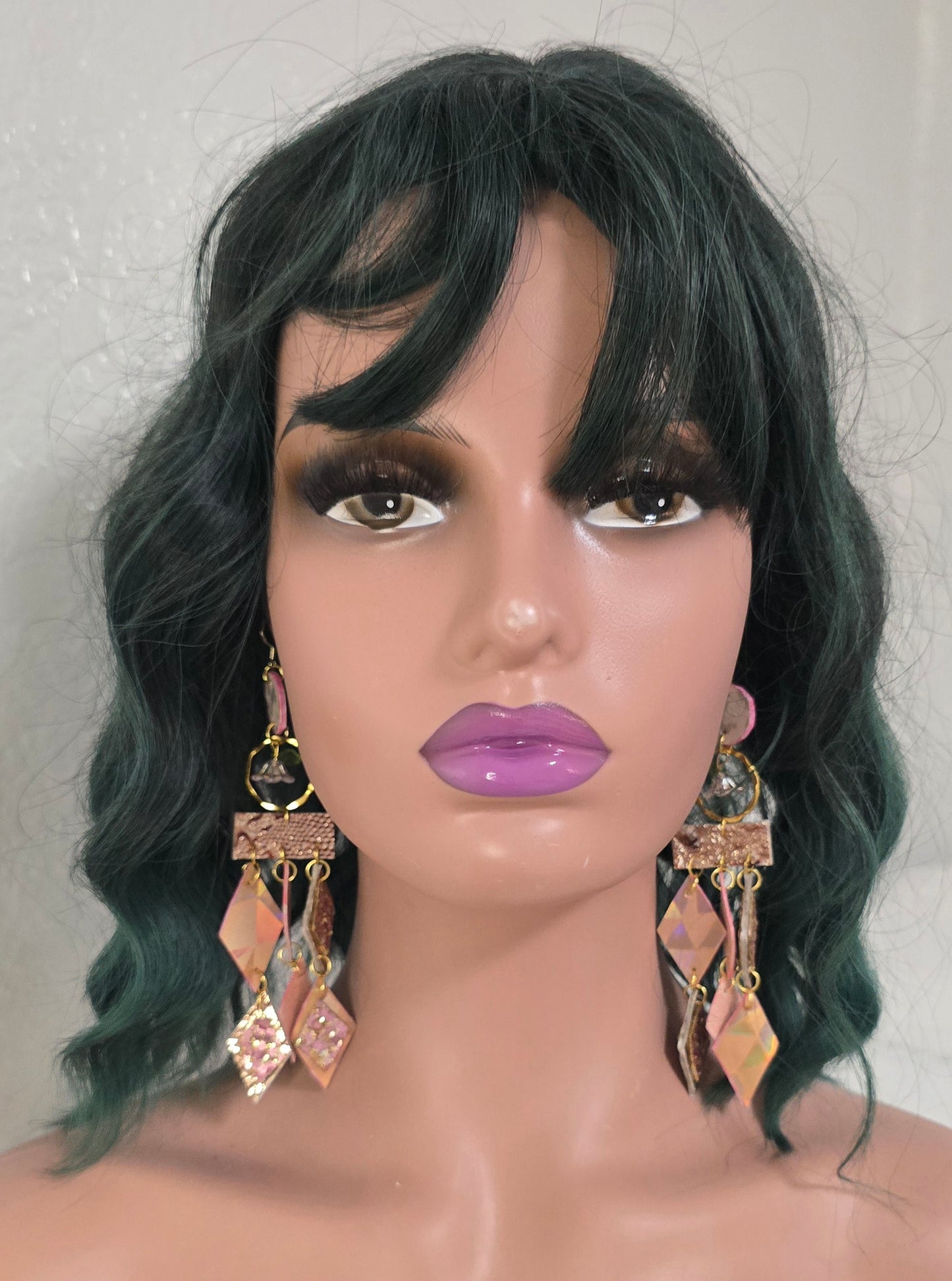 Leslie - Rose Gold Geometric Chandelier Earrings