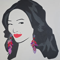 Amanda - Hot Pink Multicolored Teardrop Chandelier Earrings
