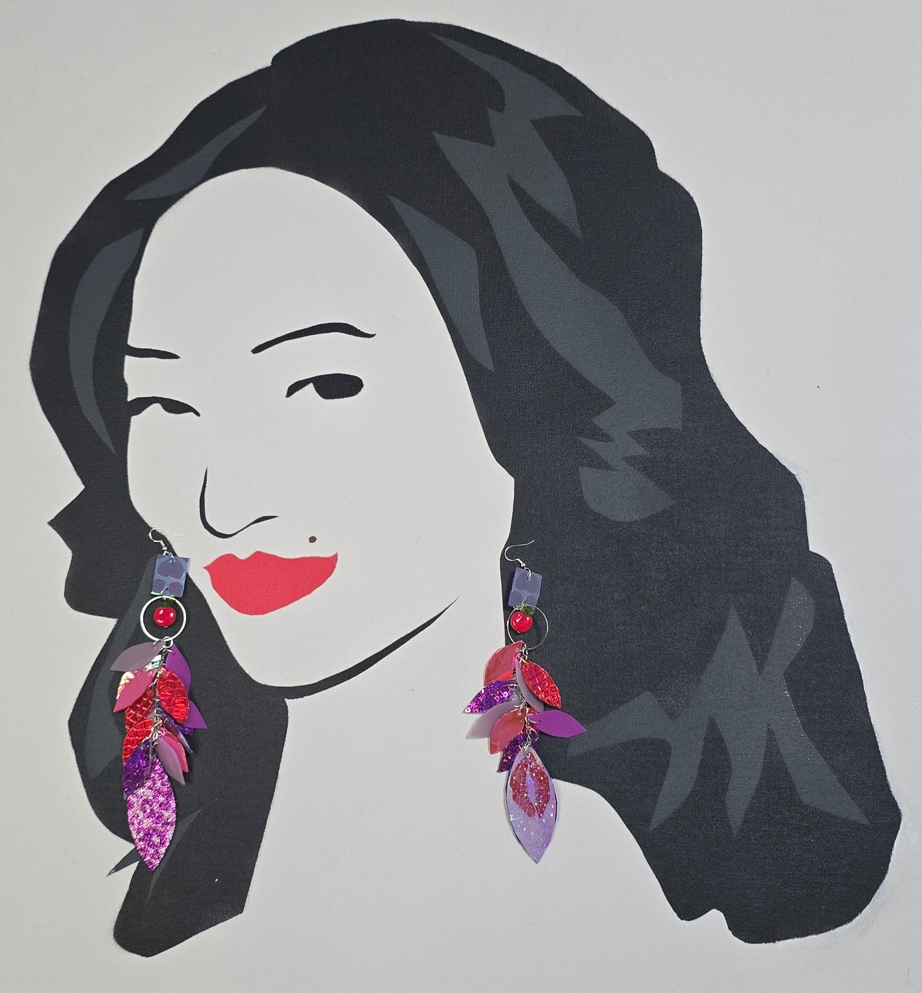 Amanda - Hot Pink Multicolored Teardrop Chandelier Earrings