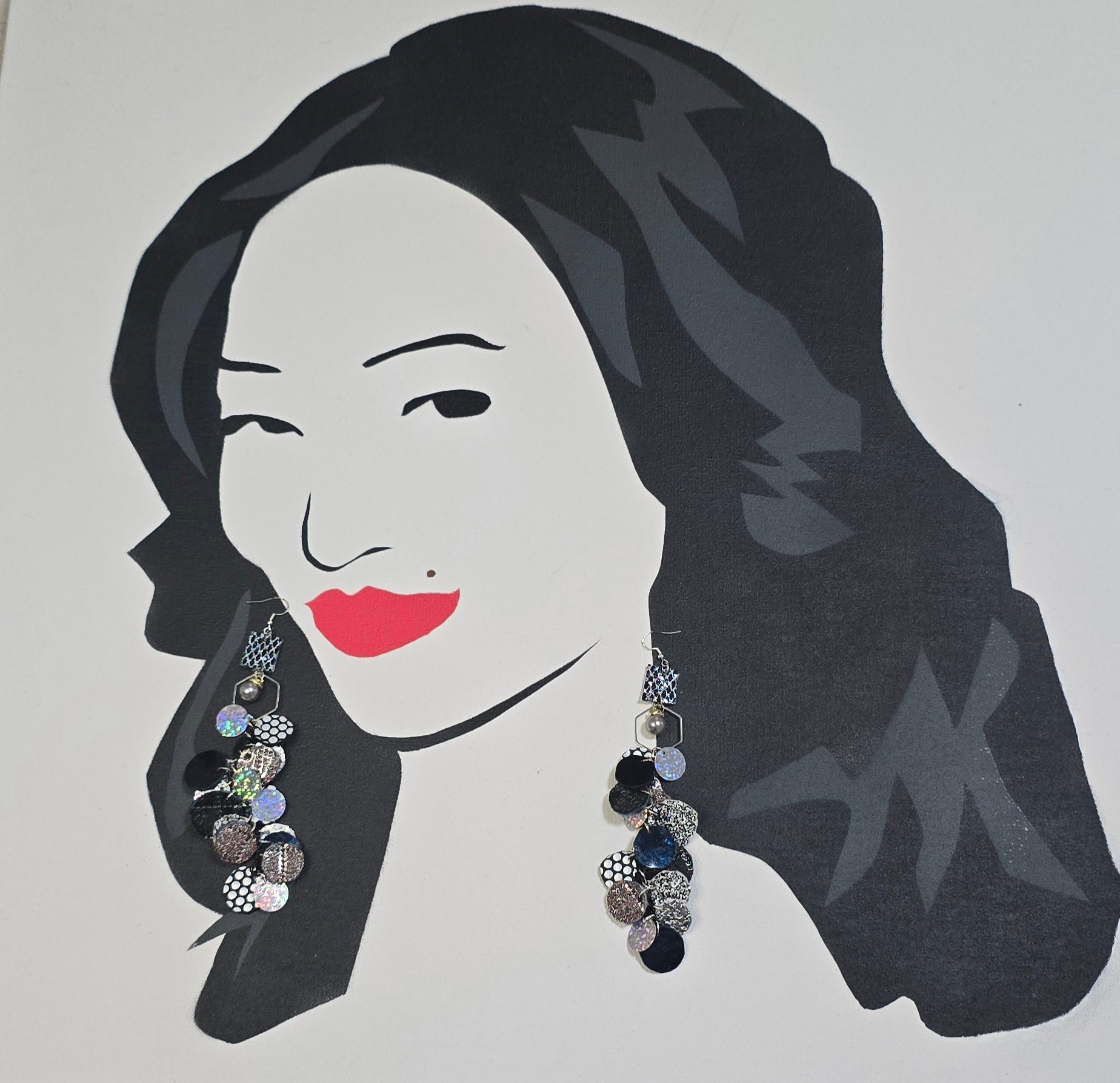Krista - Black Polka-dot Round Earrings