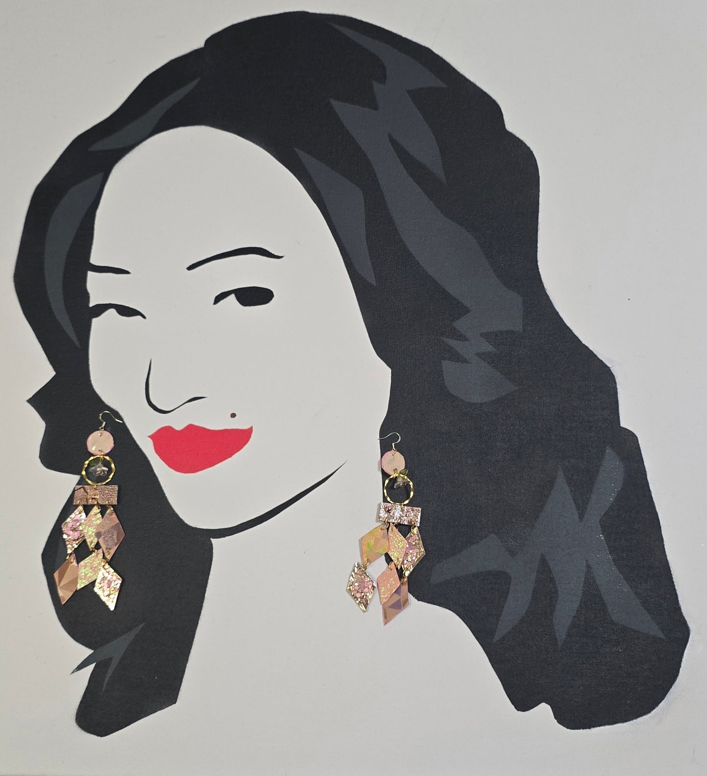 Leslie - Rose Gold Geometric Chandelier Earrings