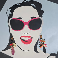 Thiana - Orange Black Animal Print Teardrop Chandelier Earrings