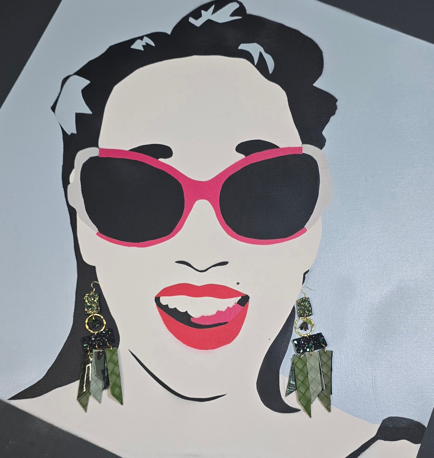 Ruth - Green Glittery Fringe Earrings