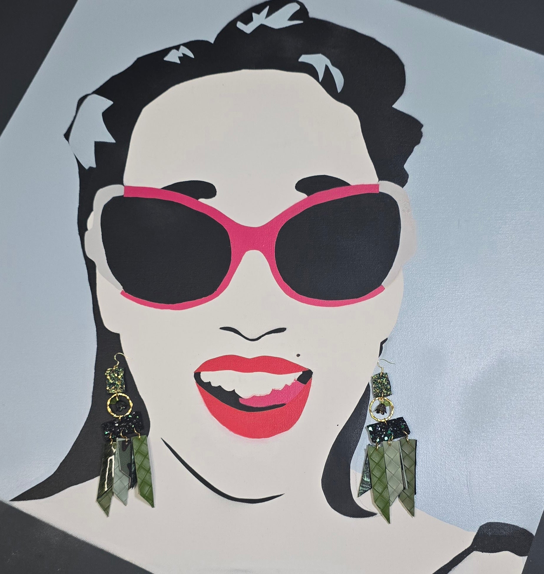 Ruth - Green Glittery Fringe Earrings