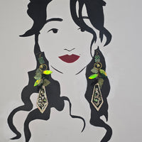 Paige - Green Teardrop Chandelier Earrings