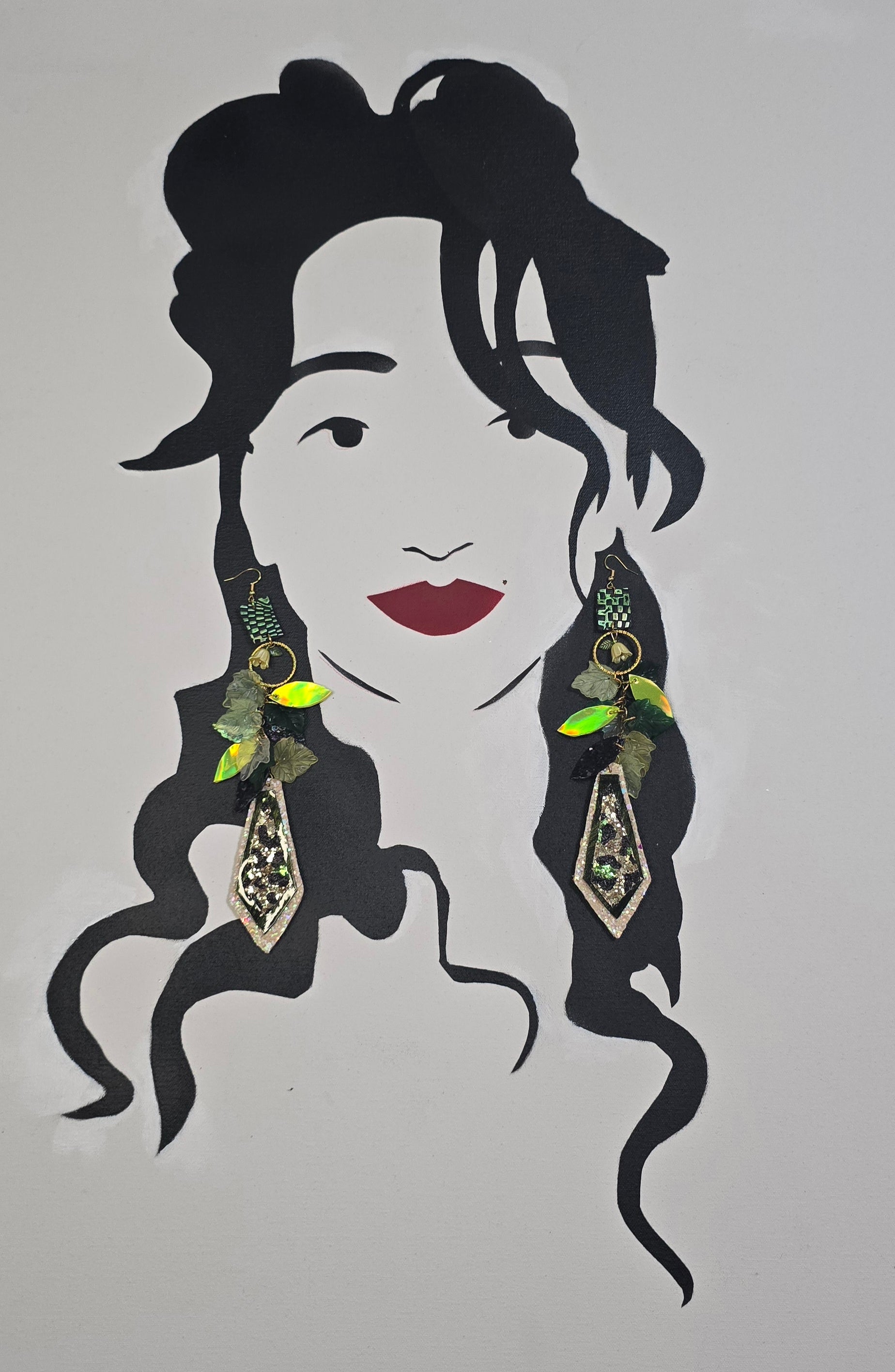 Paige - Green Teardrop Chandelier Earrings