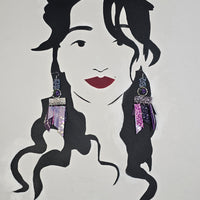 Jonsey - Purple Glittery Fringe Earrings