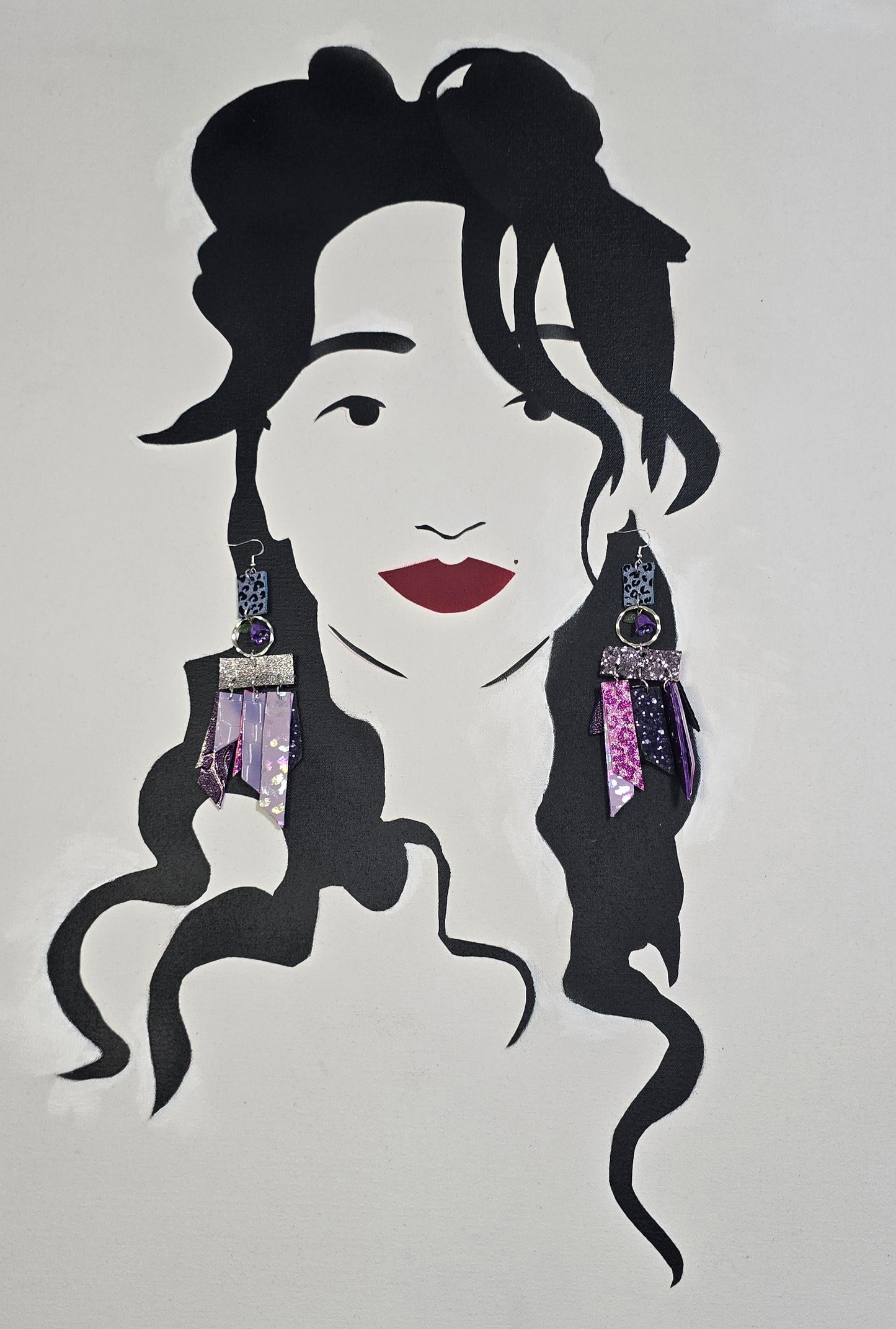 Jonsey - Purple Glittery Fringe Earrings