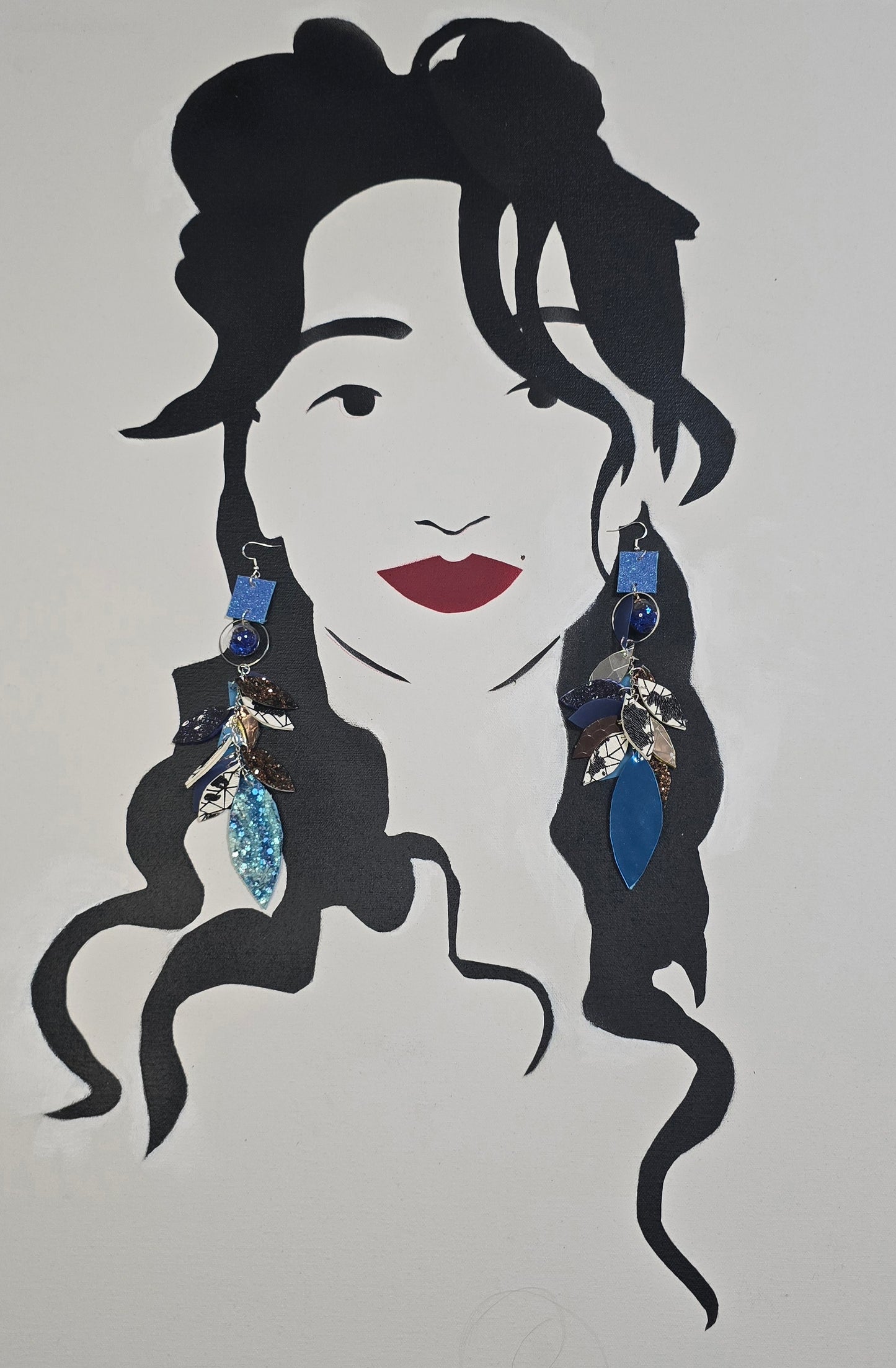 Pamela - Blue Long Teardrop Chandelier Earrings