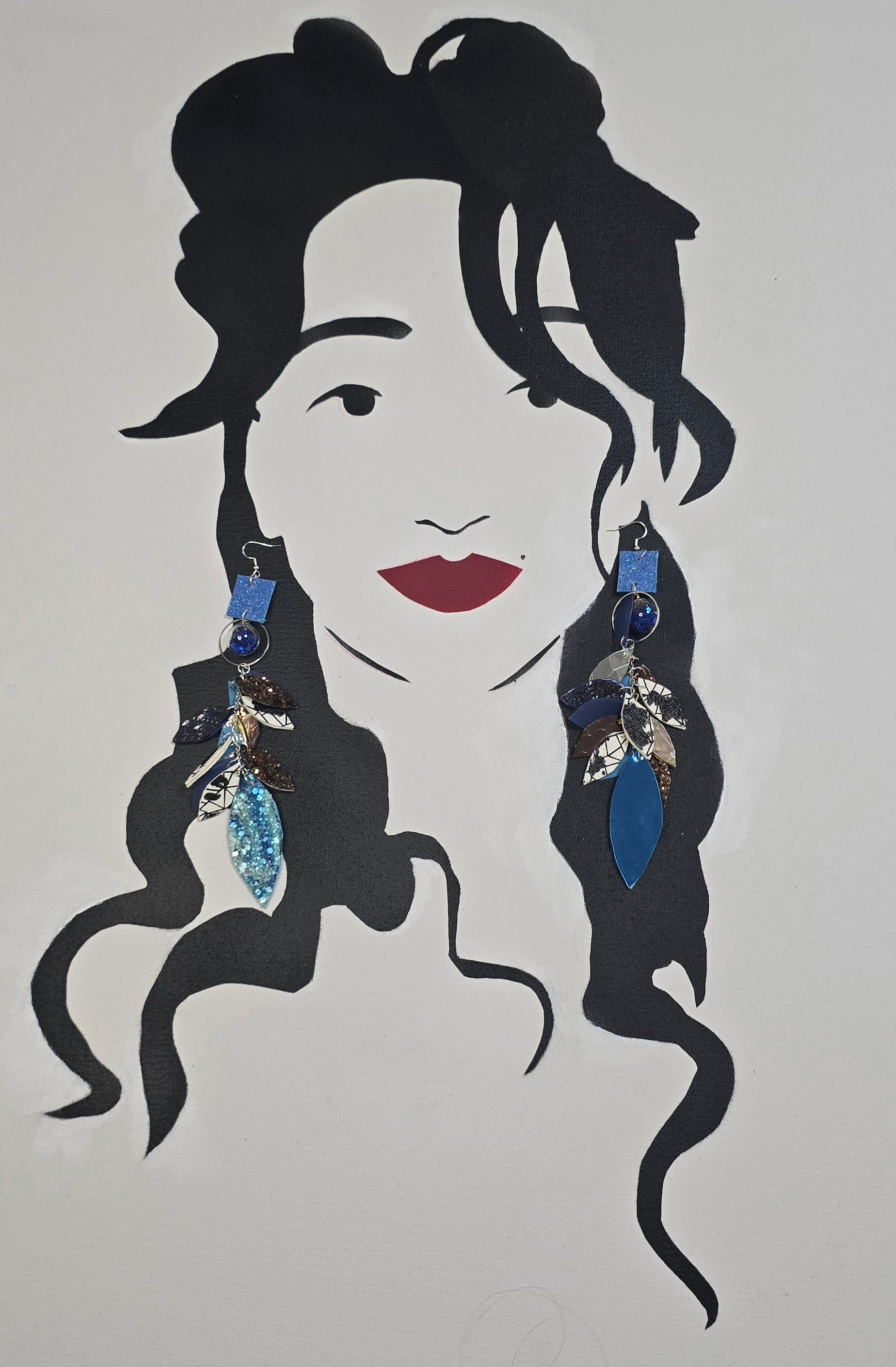 Pamela - Blue Long Teardrop Chandelier Earrings