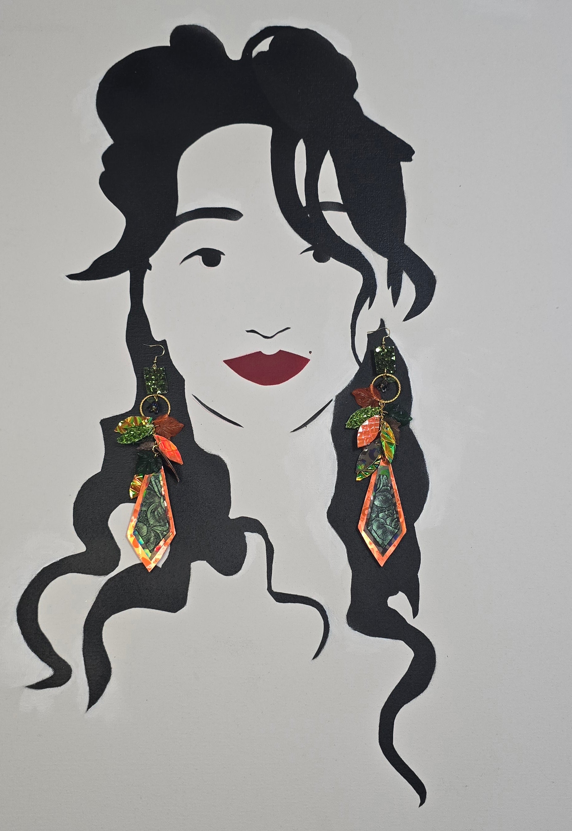 Charity - Orange Leaf Dangle Earrings