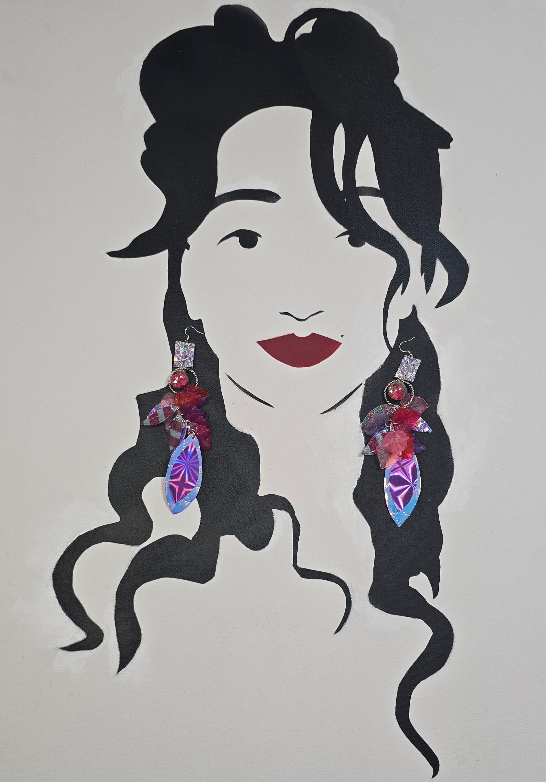 Anya - Purple Pink Leaf Teardrop Chandelier Earrings