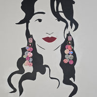 Tanya - Pink Glittery Round Dangle Earrings