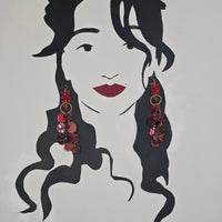 Karina - Red Long Round Dangle Earrings