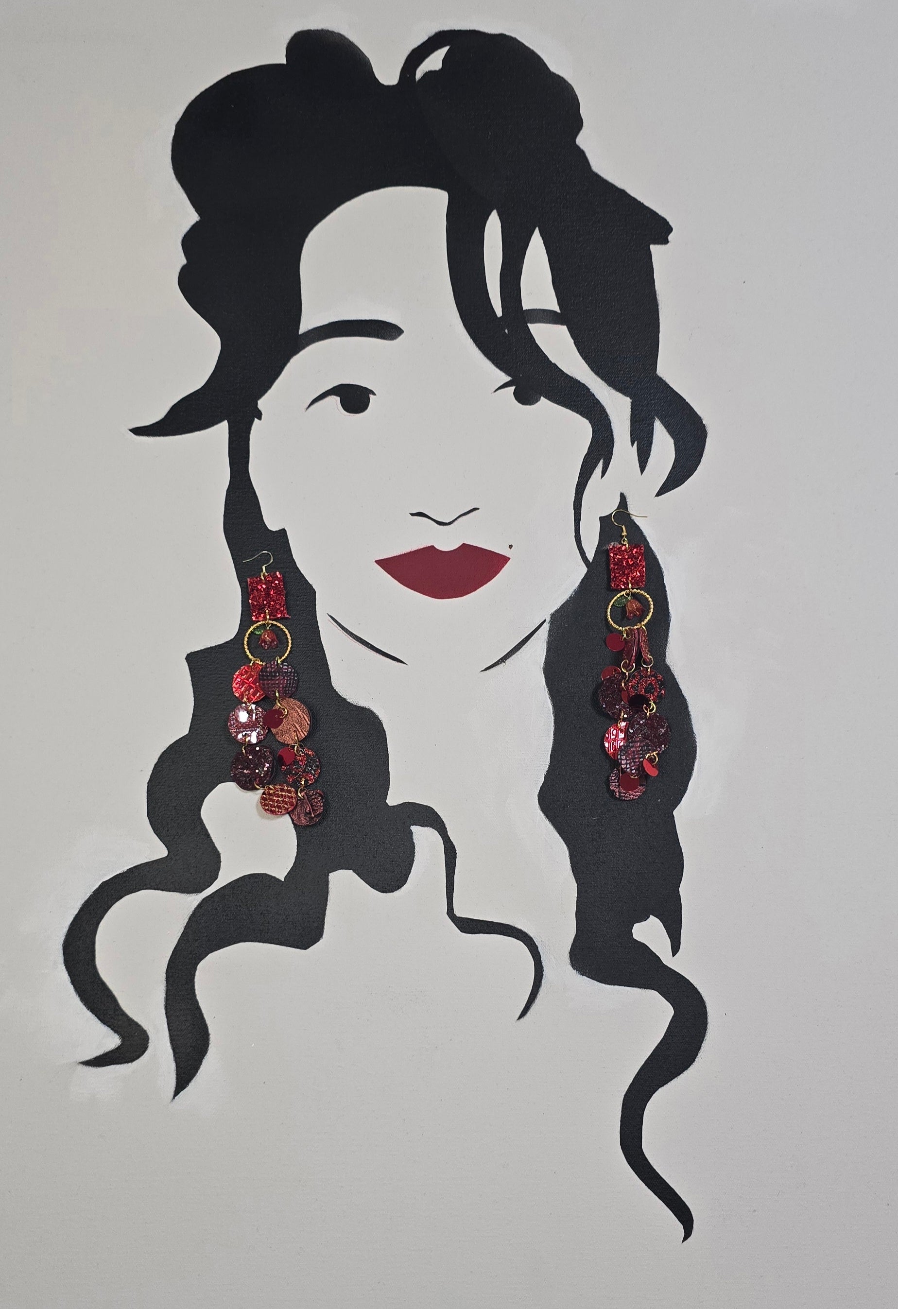 Karina - Red Long Round Dangle Earrings