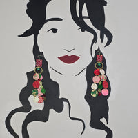Becca - Red Multicolored Round Dangle Earrings