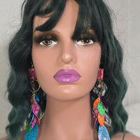 Lasy - Colorful Glittery Teardrop Chandelier Earrings