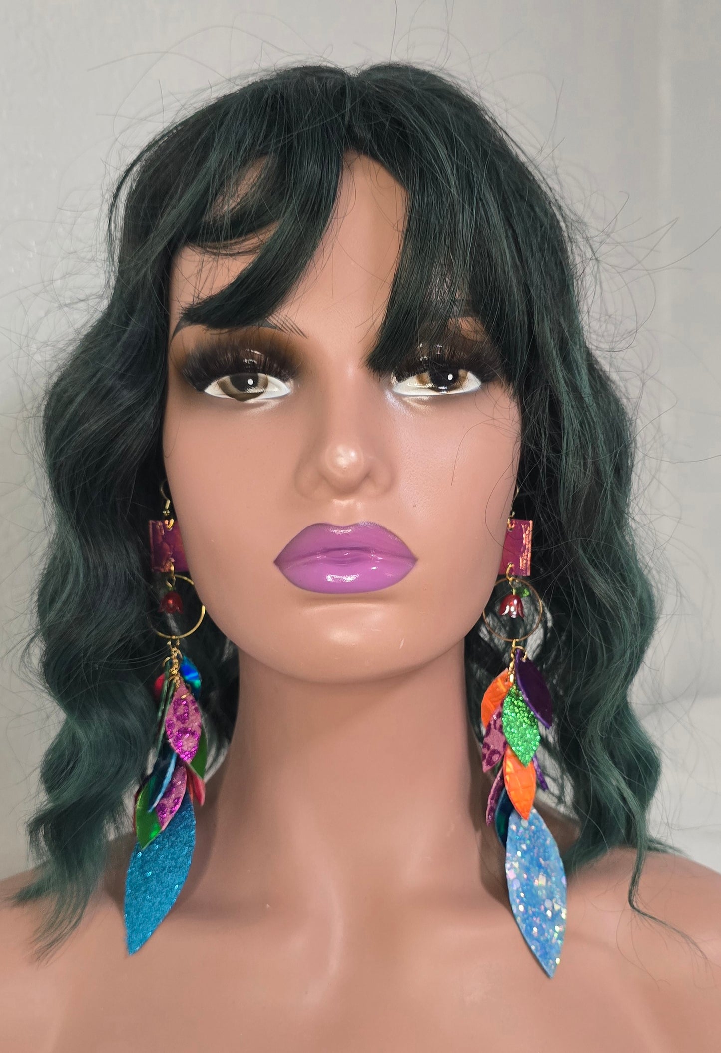 Lasy - Colorful Glittery Teardrop Chandelier Earrings