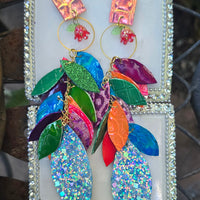 Lasy - Colorful Glittery Teardrop Chandelier Earrings