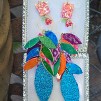 Lasy - Colorful Glittery Teardrop Chandelier Earrings