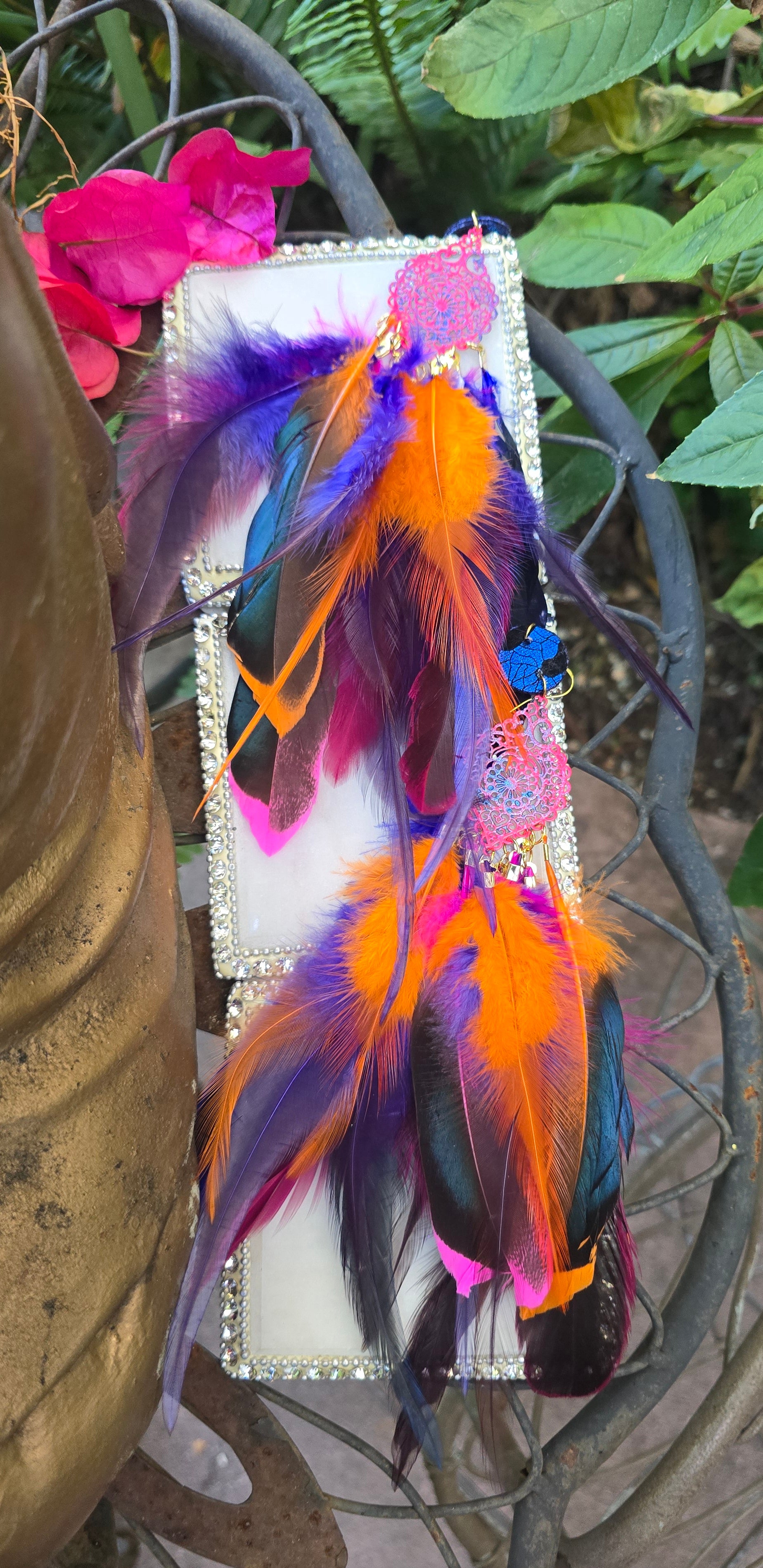 Wendy - Colorful Boho Festival Feather Earrings