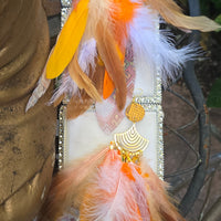 Sarah - Yellow Statement Feather Earrings