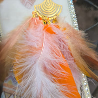 Sarah - Yellow Statement Feather Earrings