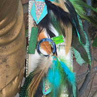 Shelly - Green Feather Festival Earrings