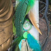Shelly - Green Feather Festival Earrings