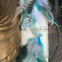 Sue - Blue Green Feather Earrings
