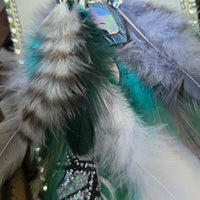 Sue - Blue Green Feather Earrings