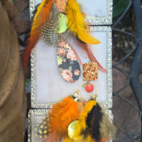 Virginia - Yellow Flower Feather Earrings